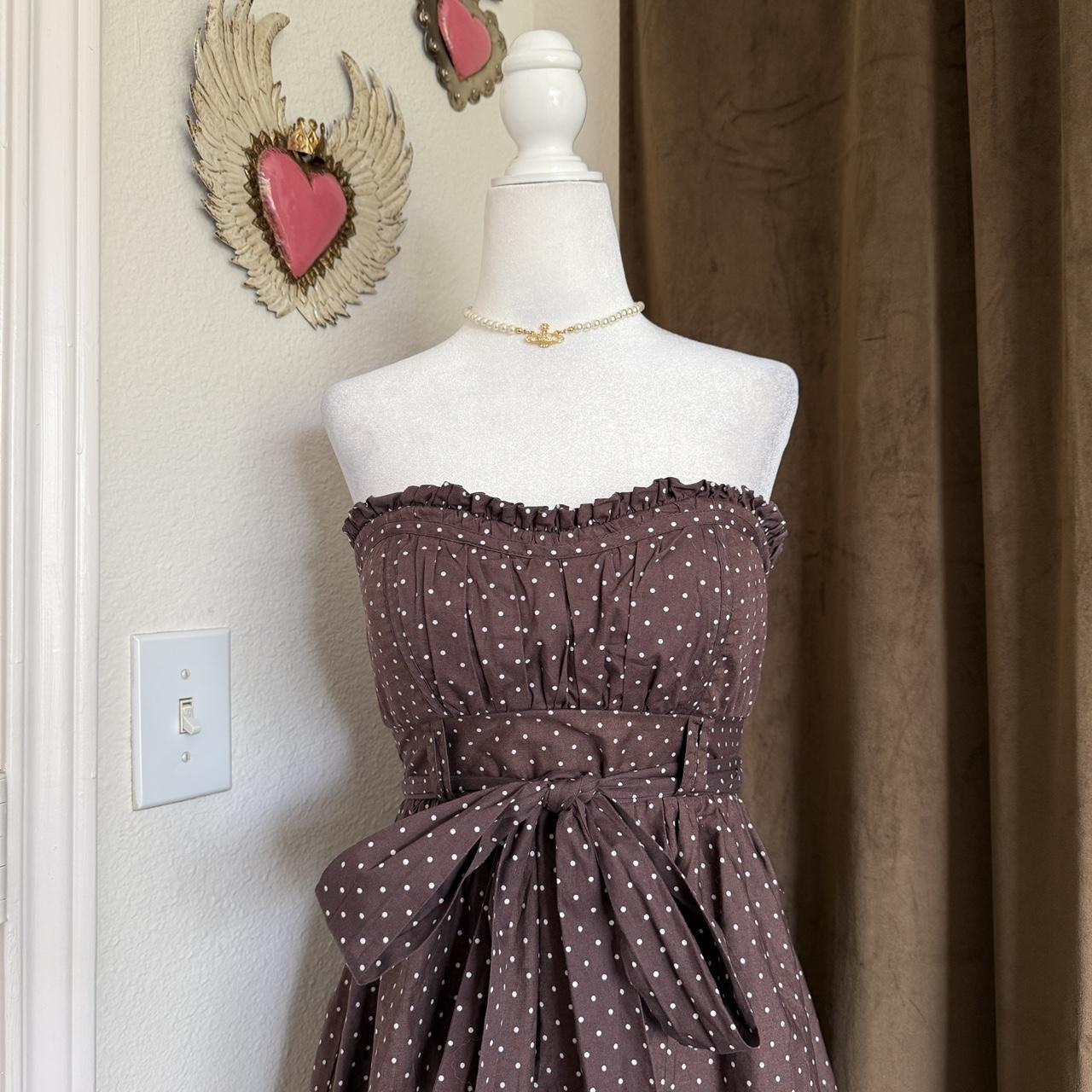 Early 2000s City Studio Coquette Polka Dot Floral Girly Mini Dress with Bow