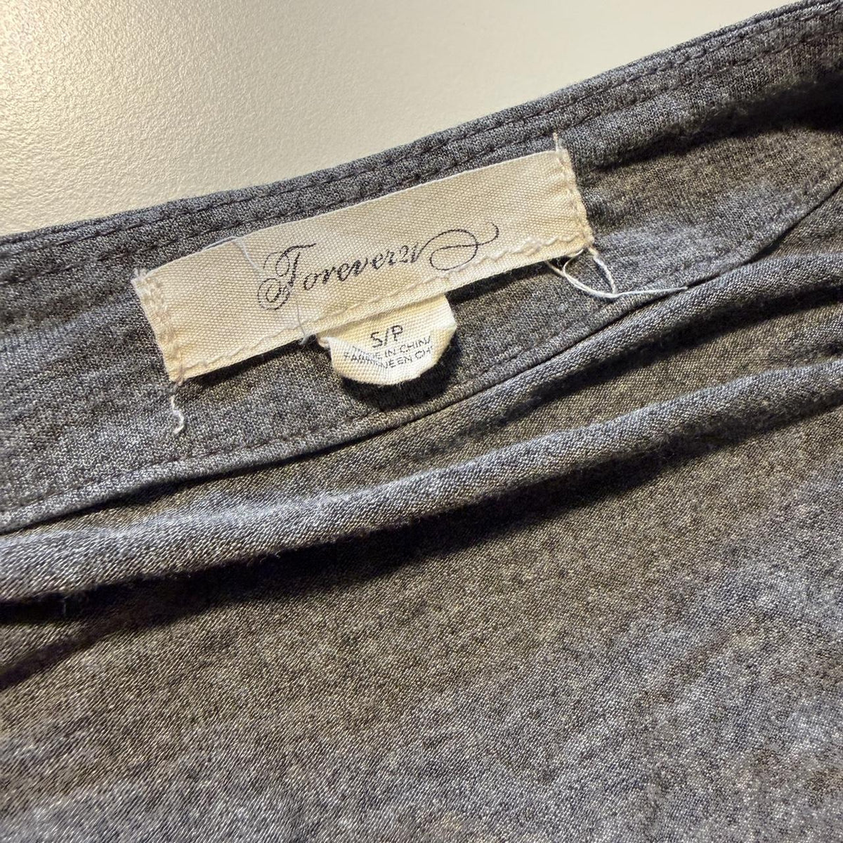 Forever 21 Gray Babydoll Mini Dress Top Pockets Size S Softgirl Cottagecore