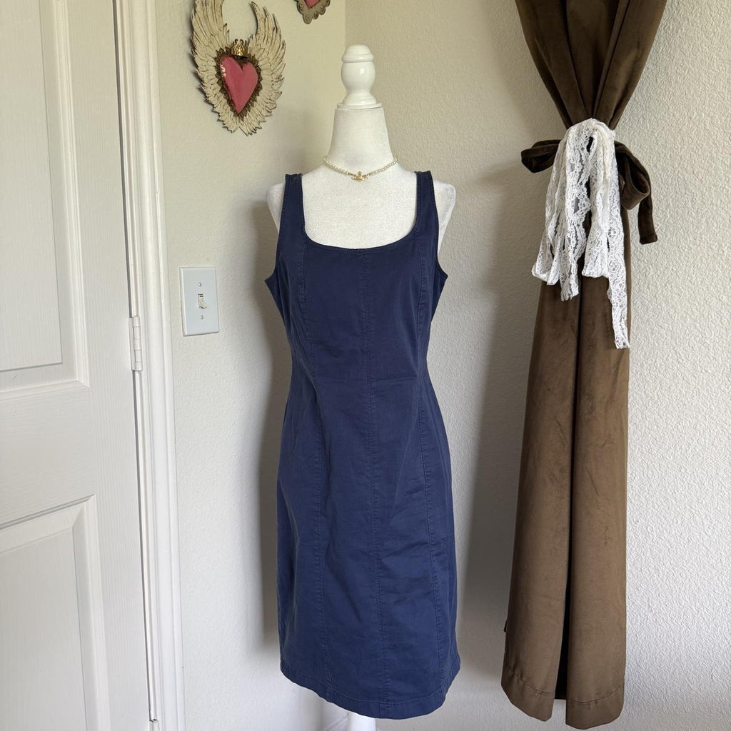 J. Crew Strapless Blue Midi Dress Casual Corporate Back to School