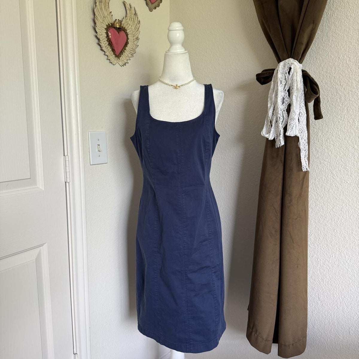 J. Crew Strapless Blue Midi Dress Casual Corporate Back to School