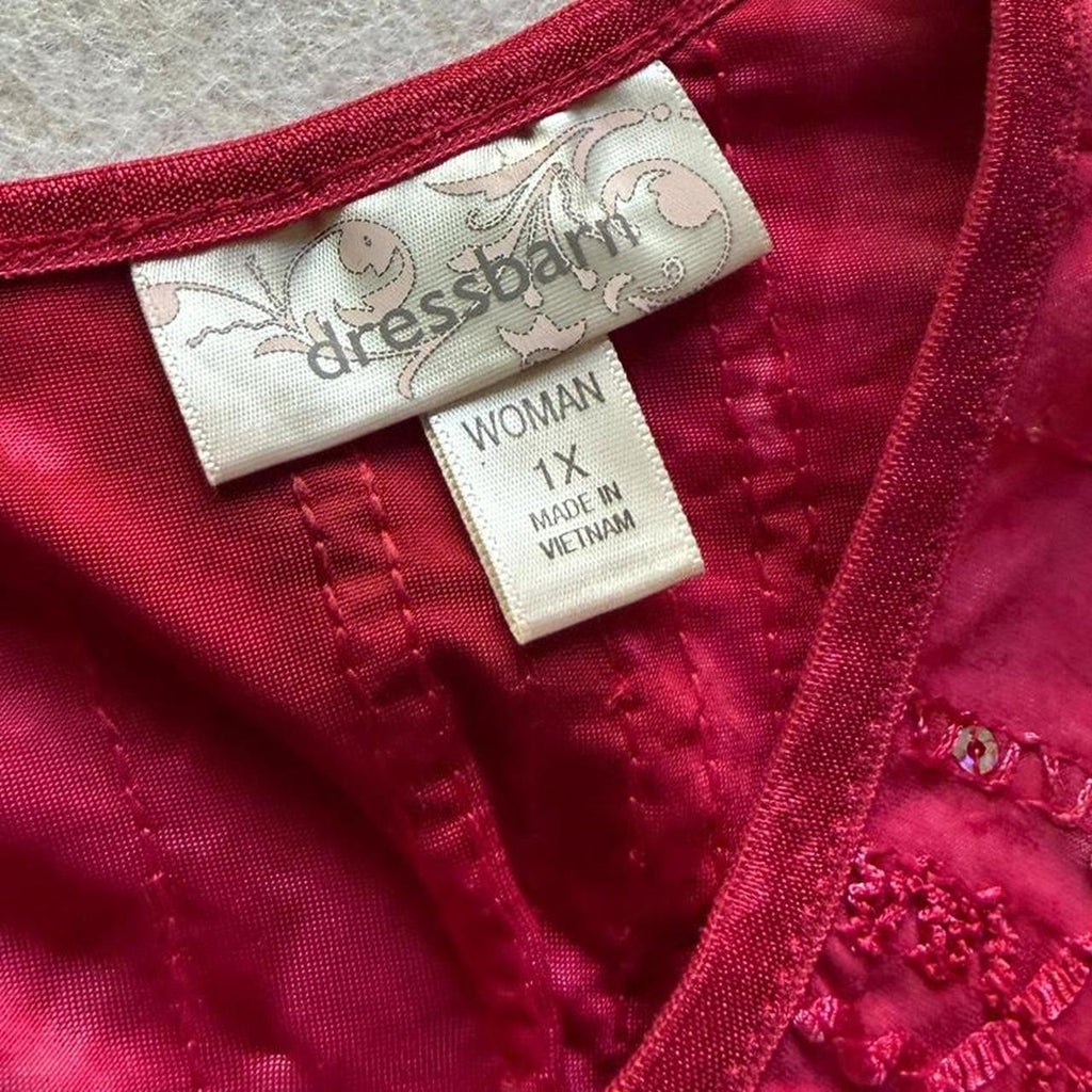 Dressbarn Sequin Detail Short Sleeve Blouse