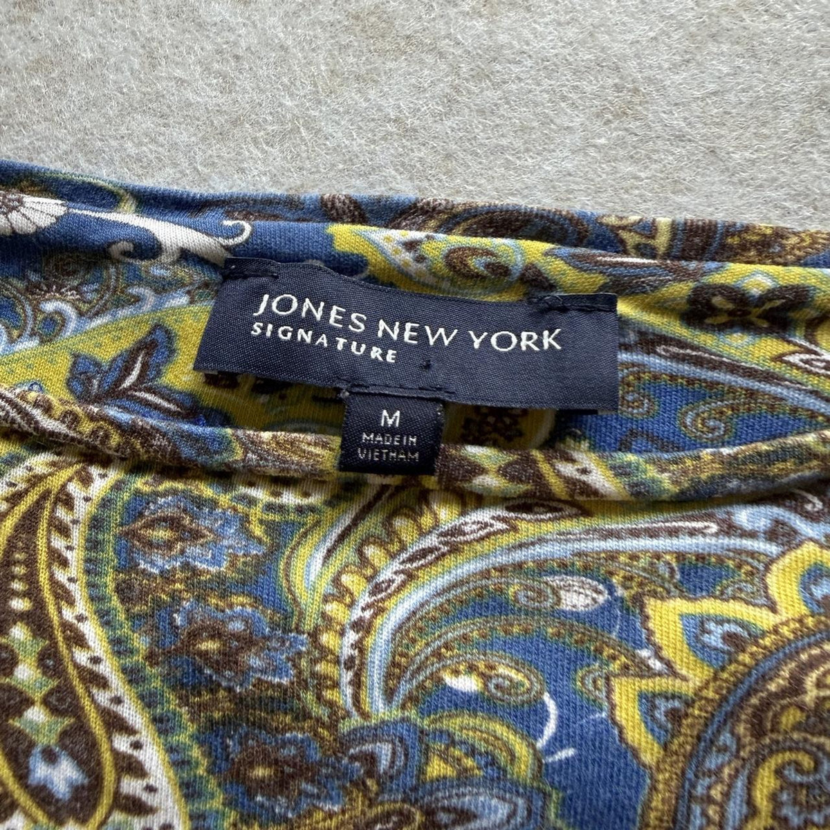 Jones New York Paisley Bohemian 100% Cotton Long Sleeve Blouse