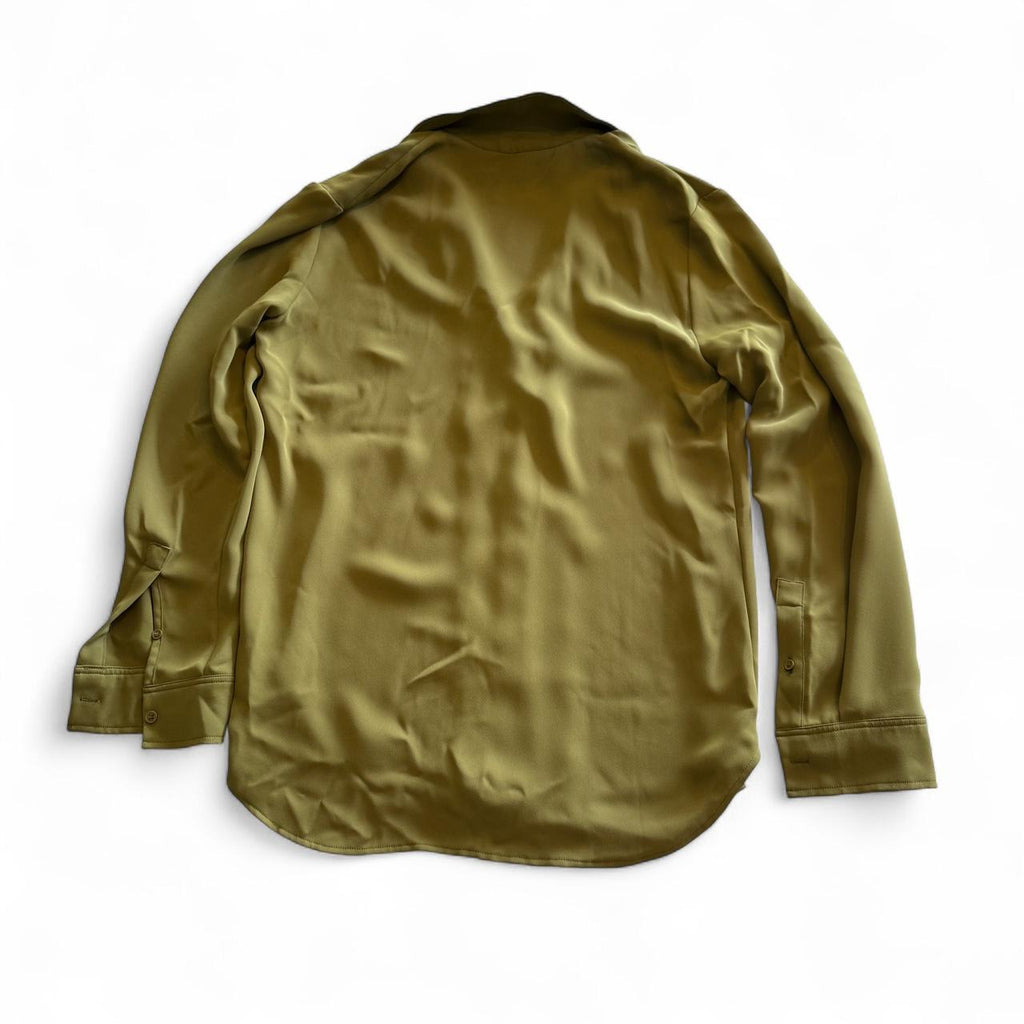 Aritzia Babaton Monacle Button Down Chartreuse Olive Blouse