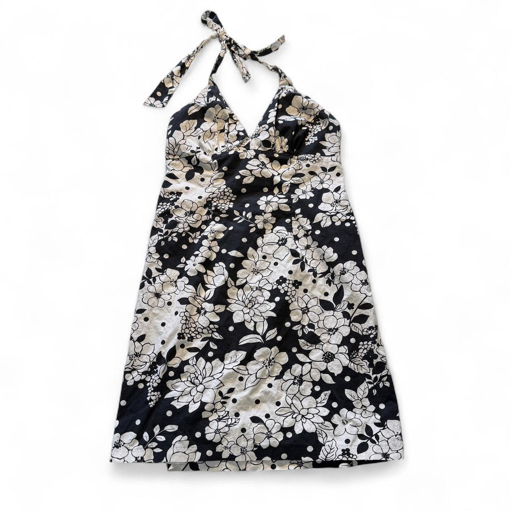 Vintage Y2K City Triangles Halter Dress Floral Paper Tag Made in USA