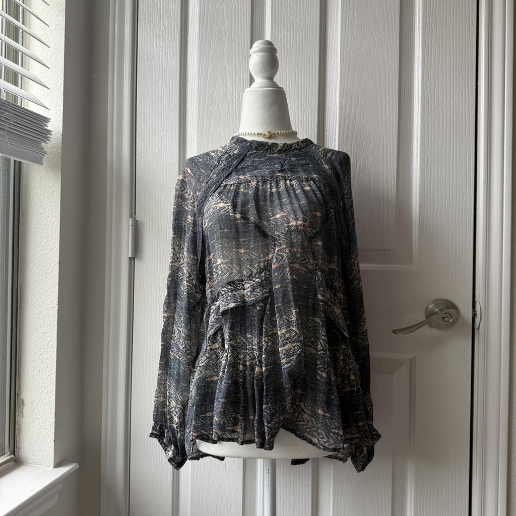 Isabel Marant Silk Sheer Frilly Blouse