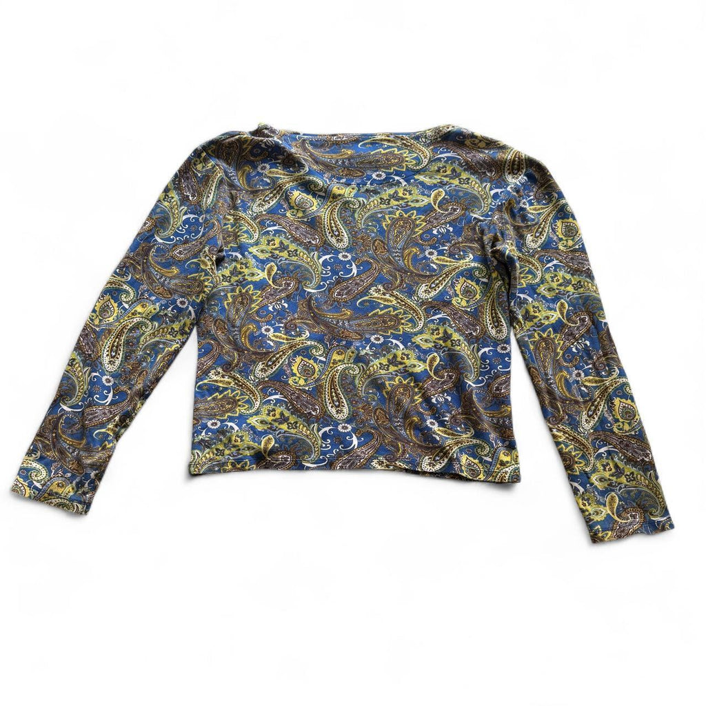 Jones New York Paisley Bohemian 100% Cotton Long Sleeve Blouse