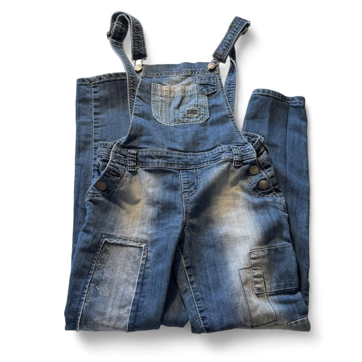 Rue21 Blue Denim Patchwork Overalls Size 3/4