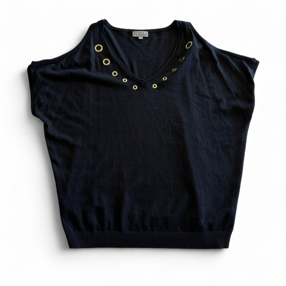 Joseph A. Grommet Detail Cold Shoulder Sweater