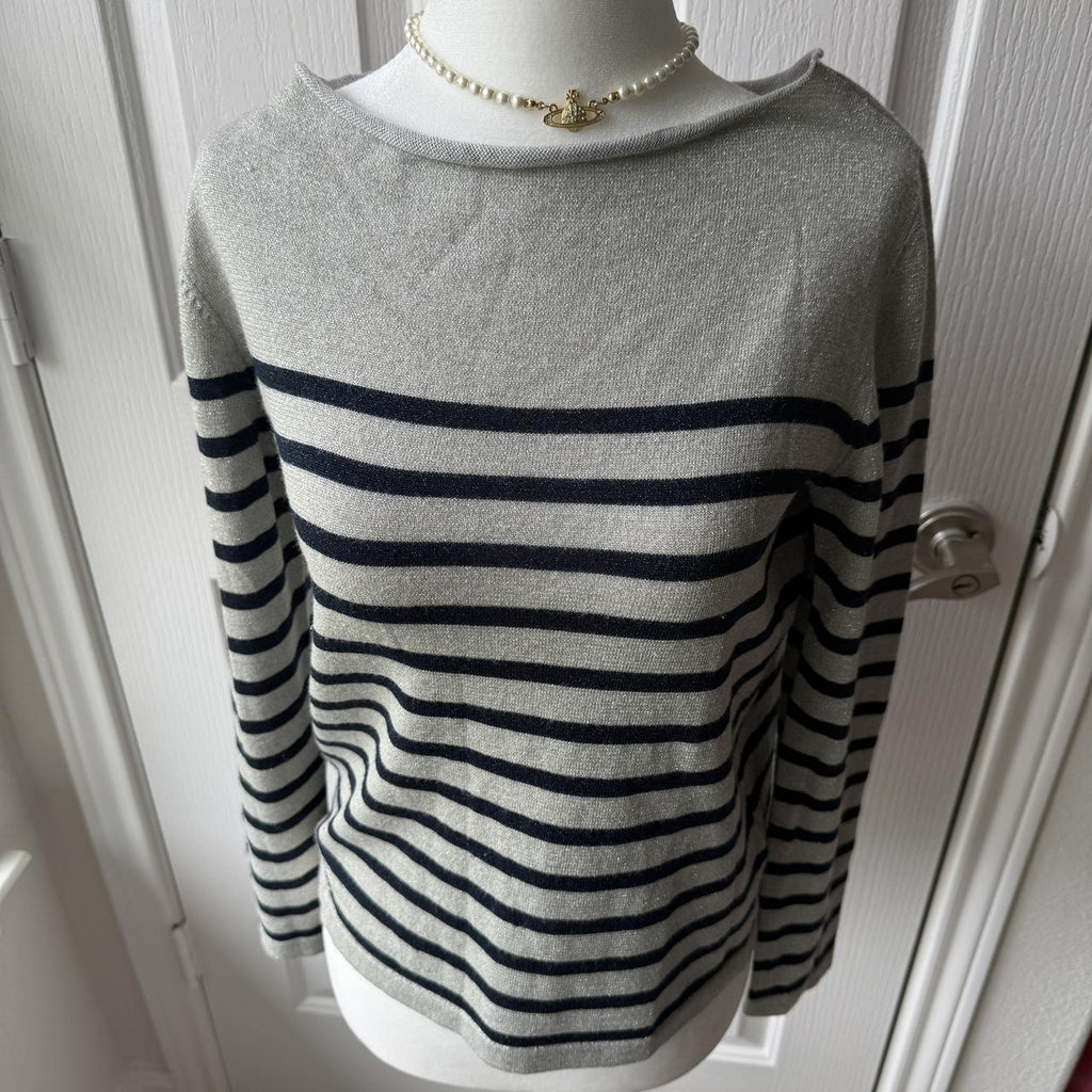 Jean Paul Gaultier Striped Sparkly Knit Lightweight Sweater Excellent Condition