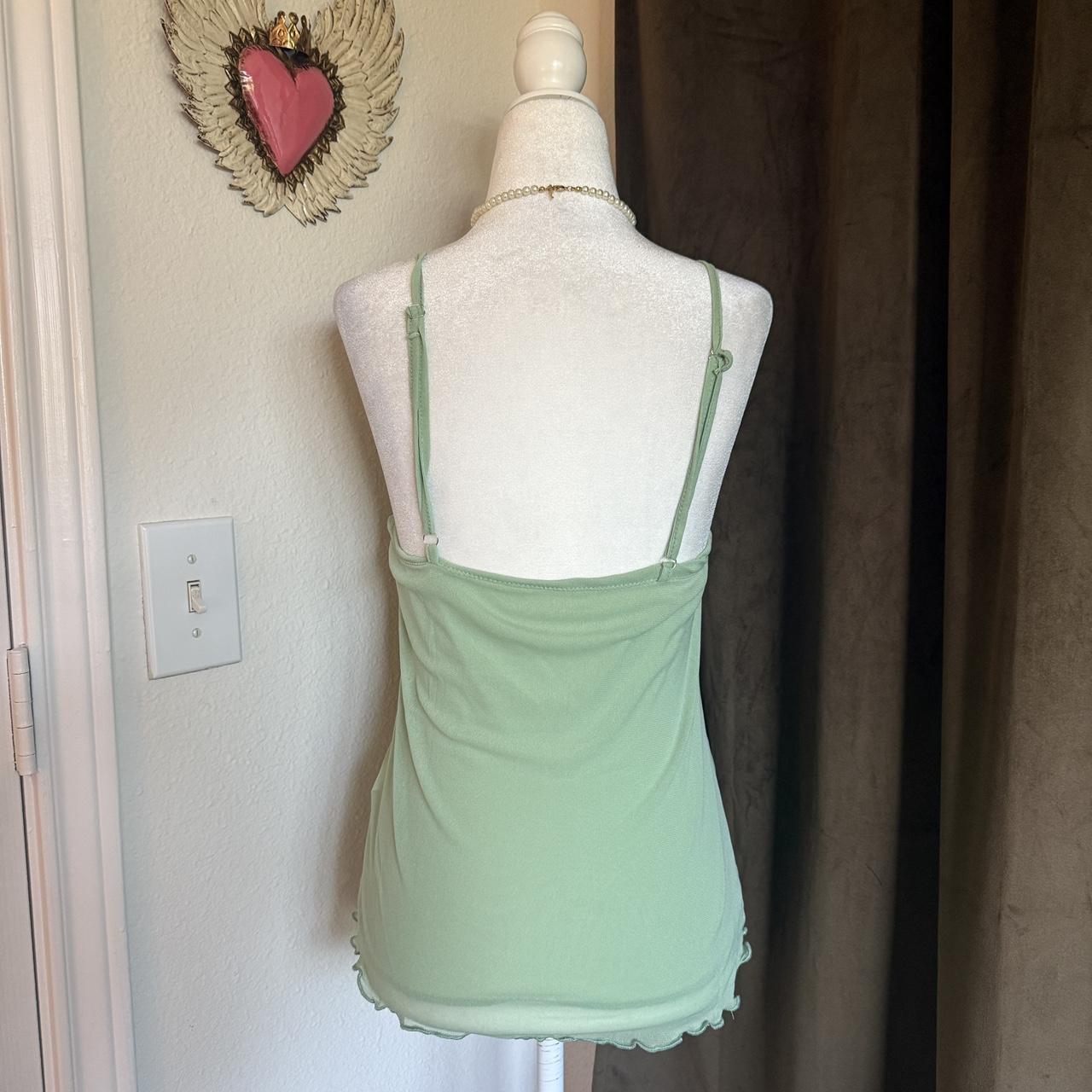 Fairycore Green Sequin Butterfly Detail Tank Top