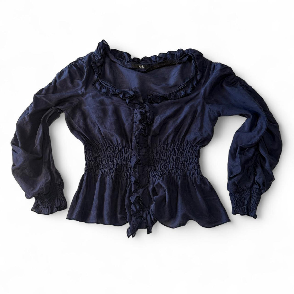 Papaya Y2K Silk Blended Romantic Ruffled Blouse Bohemian Whimsical