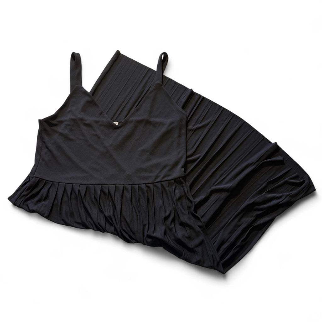 Zara Pleated Skirt Little Black Dress Size Lg Ballerina Basic