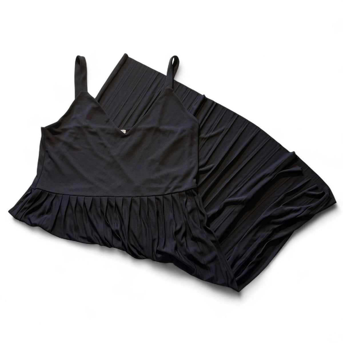 Zara Pleated Skirt Little Black Dress Size Lg Ballerina Basic