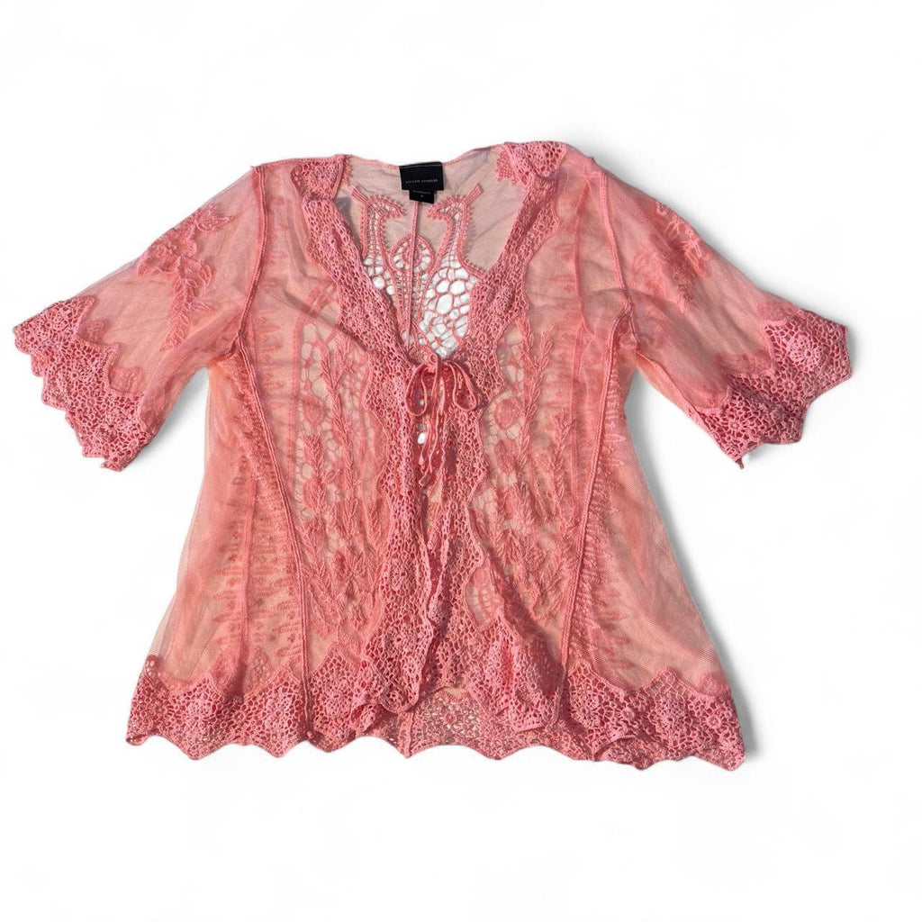 Liv Los Angeles Whimsical Pink Cover Up Bed Jacket Bohemian Festival Coquette