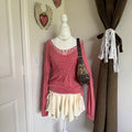 Linea Domani Pink Princess Inspired Blouse with Tie-Back Detail Beaded Pearls