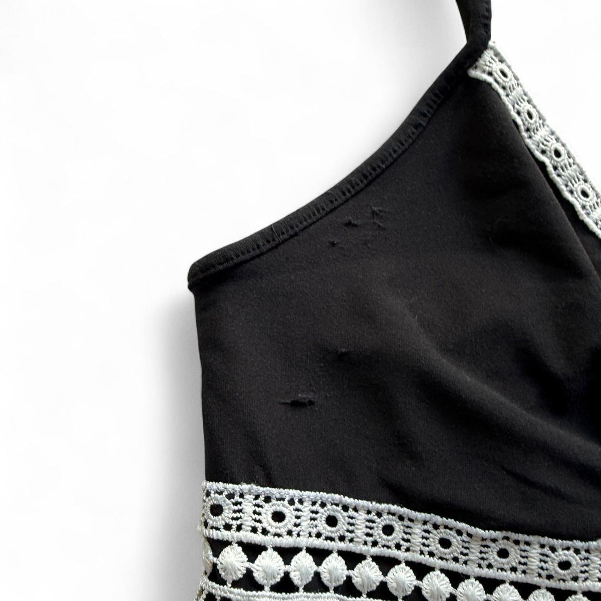 SO Lace Trim Babydoll Girly Slip Dress Black & White