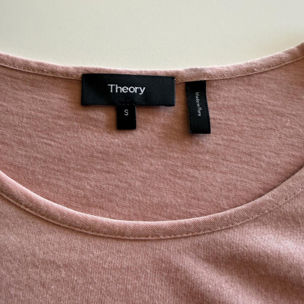 Theory Chevak Pink Ruffled Layered Long Sleeve T-Shirt
