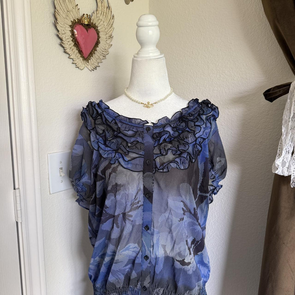 East 5th Whimsical Sheer Frilly Coquette Blouse