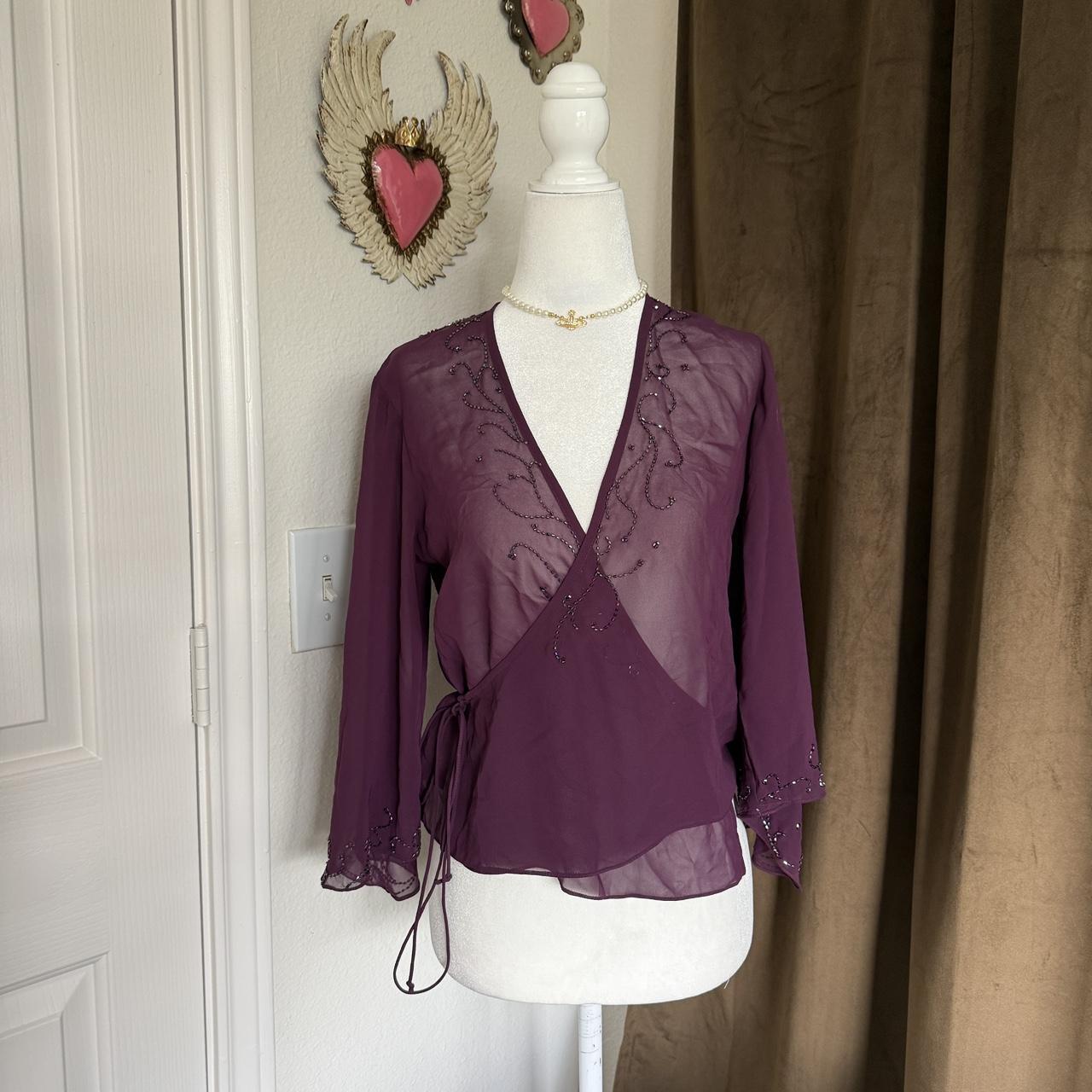 Beaded Whimsical Formal Wrap-Top