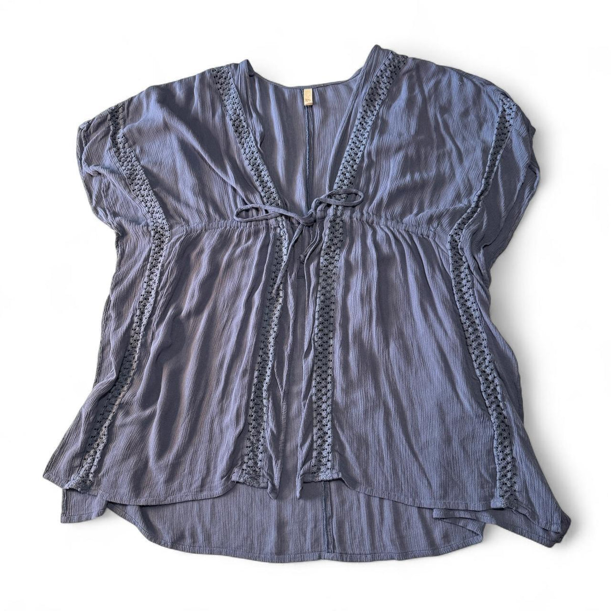 Elan Kimono Bed Jacket Dusty Blue Bohemian Whimsical Layering