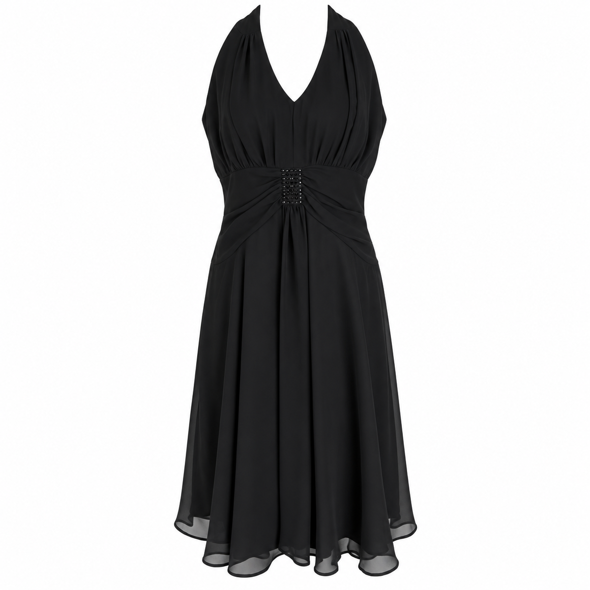 R&M Richards Sleeveless Black Beaded Cocktail Dress Y2K Formal