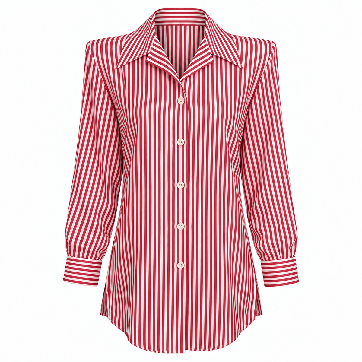 Valerie Stevens II Women's Red and White Vertical Stripe Silk Blouse Size 18W