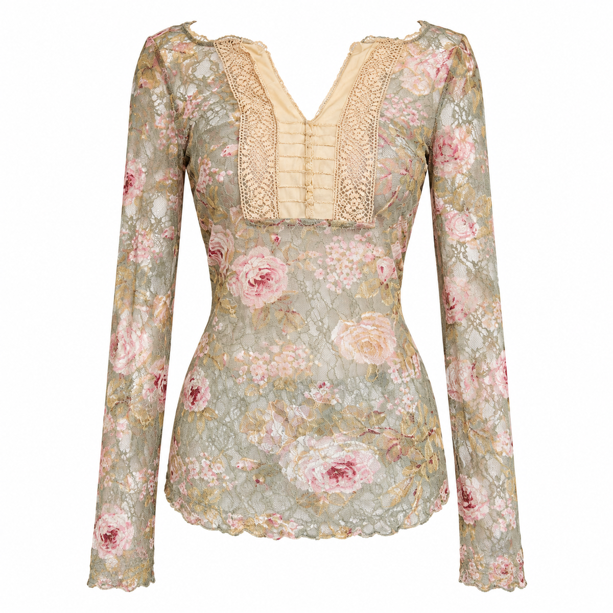 Denim & Supply Ralph Lauren Women's Sheer Floral Lace Long Sleeve Top, Size S/P