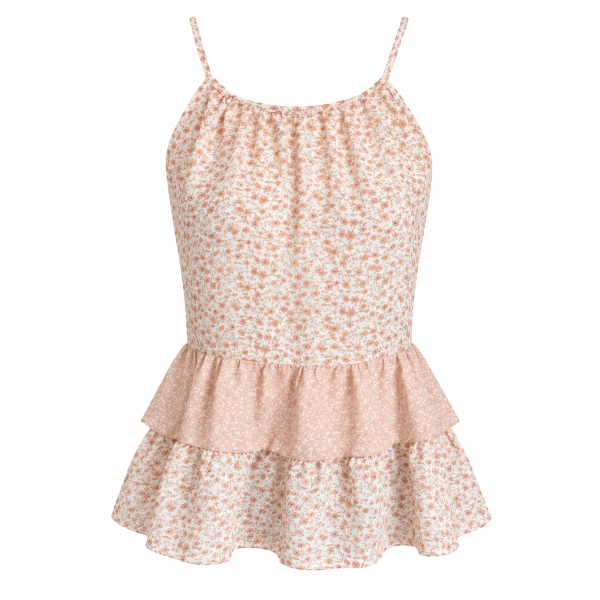 Paper Crane Women's Small Floral Print Sleeveless Ruffle Peplum Top