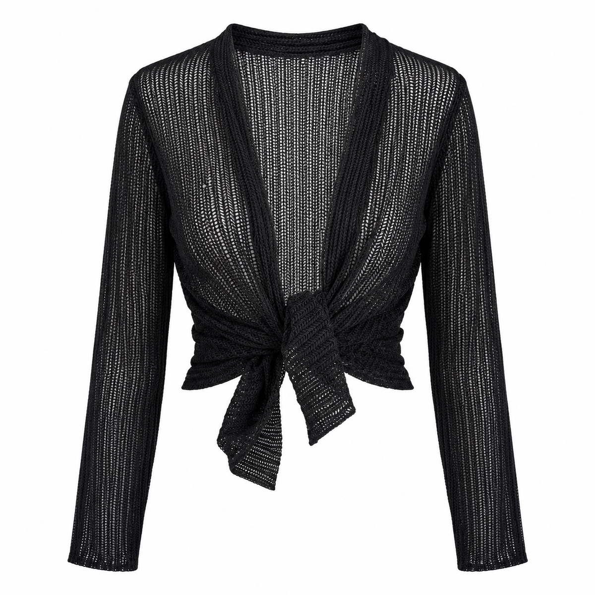 Joie de Vivre Black Sheer Knit Cardigan, Size Medium, 92% Nylon 8% Spandex