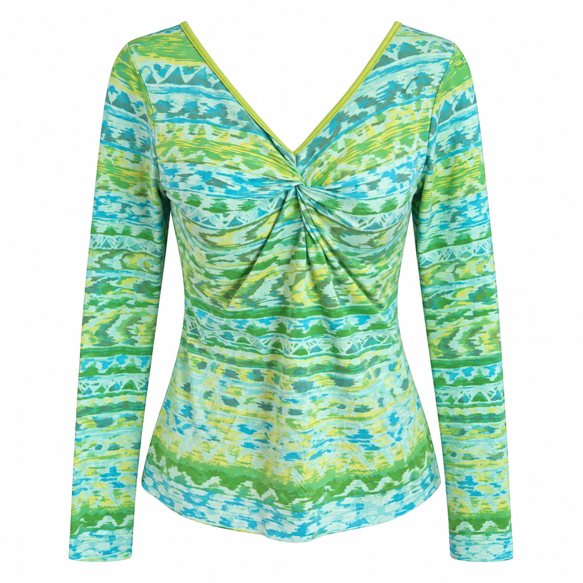 Jones Wear Jeans Women's Green and Blue Long Sleeve 100% Cotton Size Small