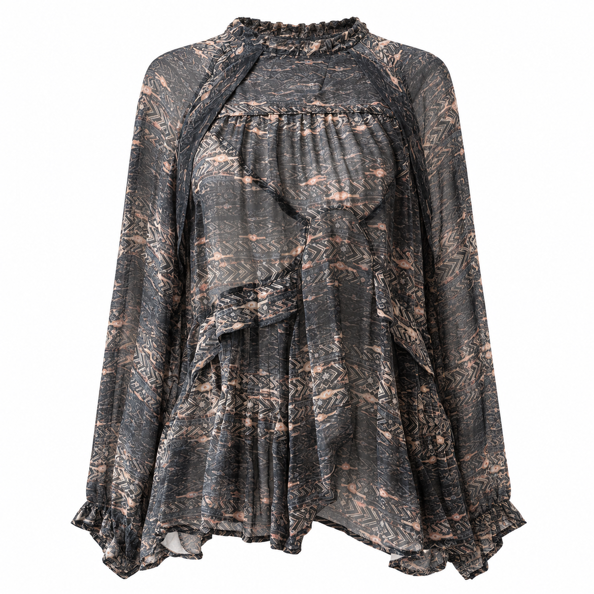 Isabel Marant Silk Sheer Frilly Blouse