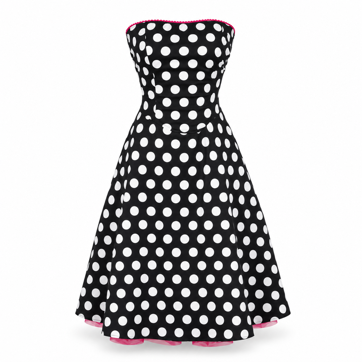 Ruby Rox Strapless Polka Dot Dress with Hot Pink Crinoline