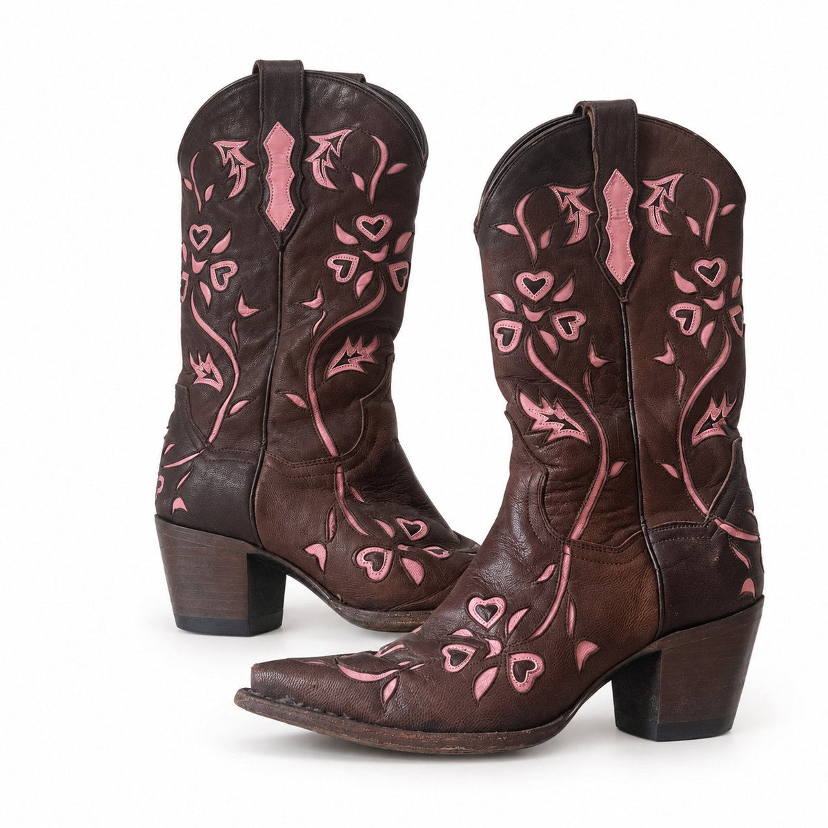 Brown and Pink Coquette Romantic Western Girly Cowboy Boots Dan Post