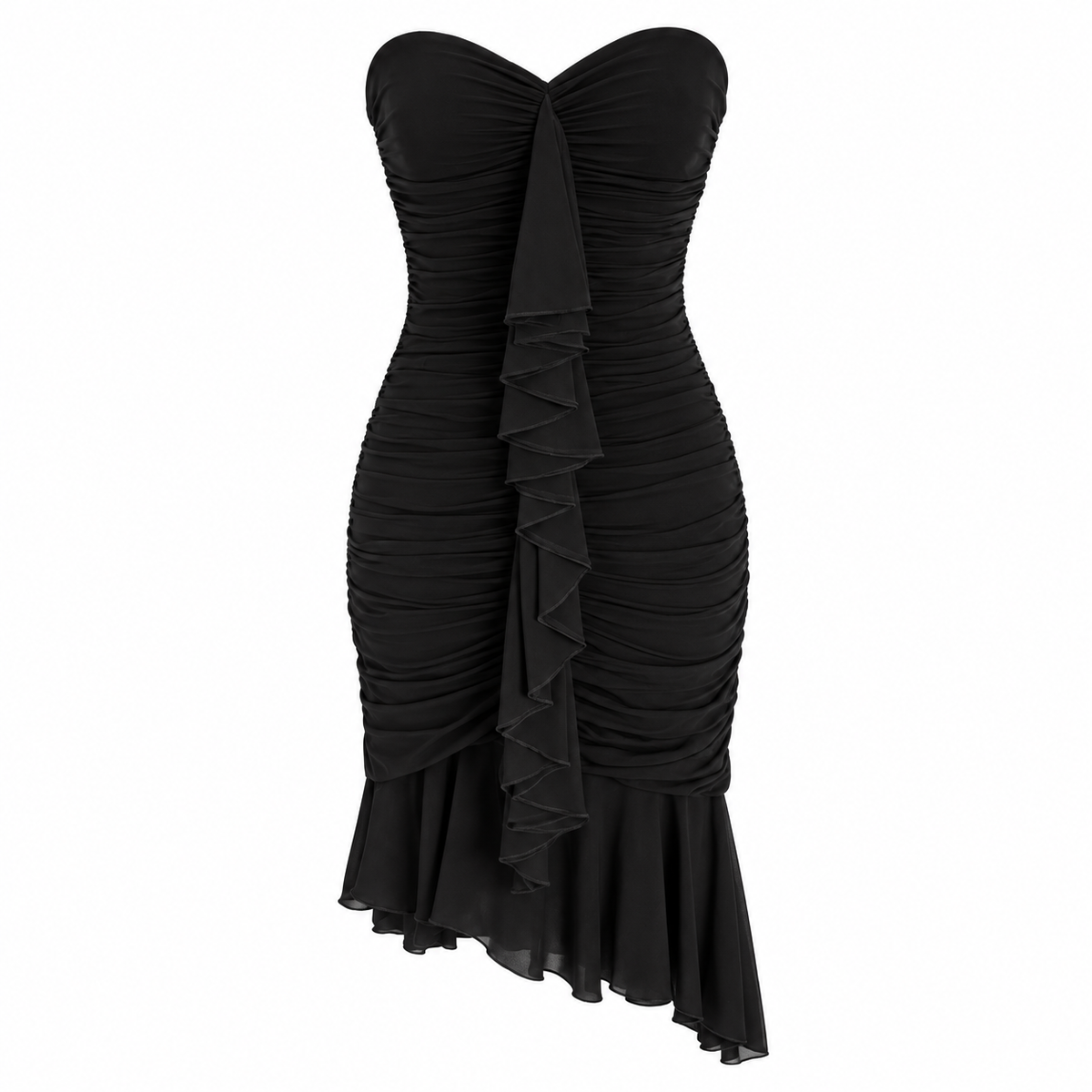 BCBG Y2K Frilly Ruffled Detail Girly Strapless Dress