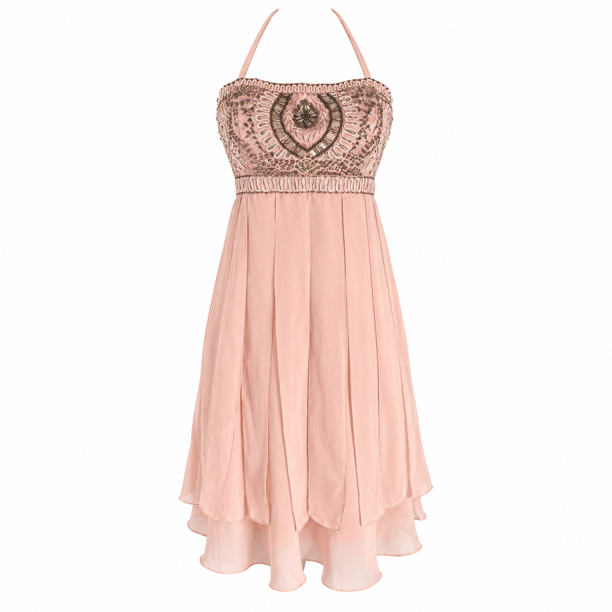 SUE WONG Blush Pink Delicate Beaded Fairy Dress Y2K Formal Girly Winx