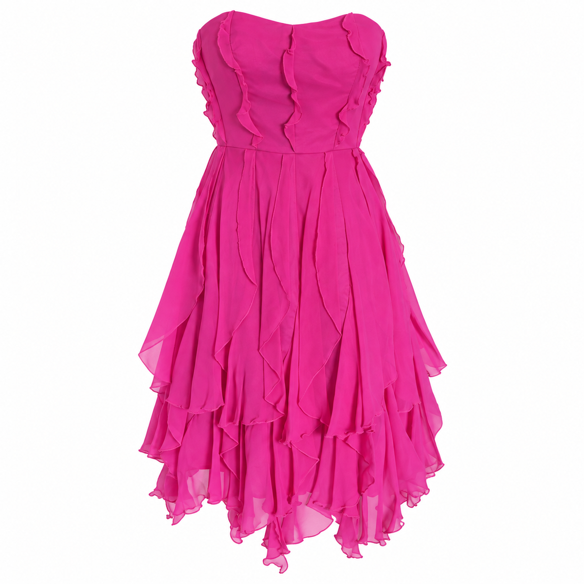 Donna Morgan Silk Hot Pink Sweetheart Neckline Strapless Cocktail Dress