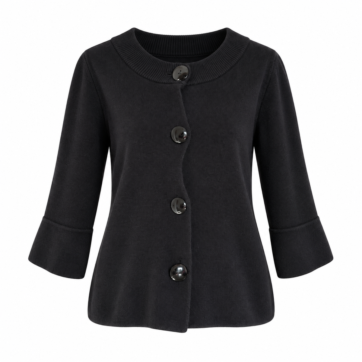 AB Studio Women's Black Cotton Sweater Cardigan Size Large
