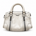 Zadig & Voltaire Sunny XS White Leather Handbag with Double Zipper Detail