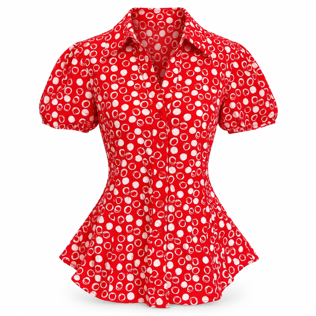 Vintage Harve Benard Women's Polka Dot Collared Blouse Size Large