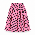 Vintage Pink & Black Polka Dot Women's Pleated Skirt No Size