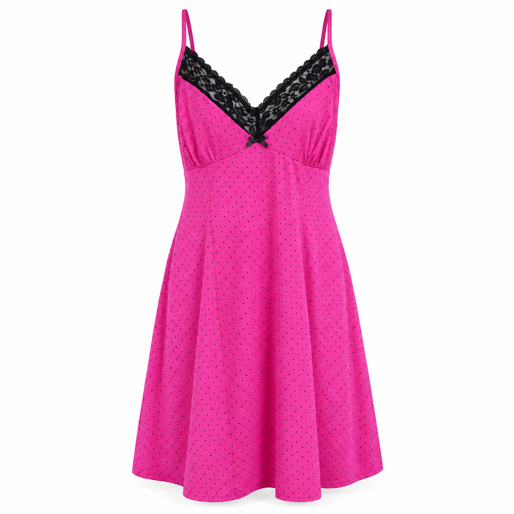 Secret Treasures Women's Polka Dot Pink and Black Slipdress Women's Large