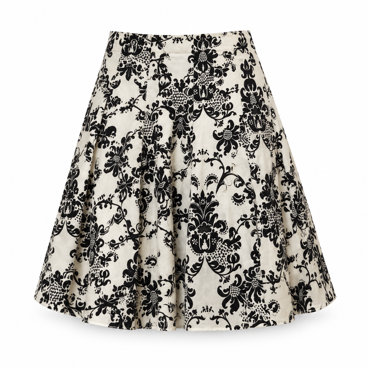 Apt. 9 Women's Black and White Floral Damask A-Line Skirt Size 4 100% Cotton
