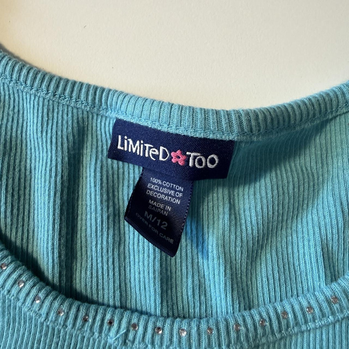 Limited Too Y2K Vintage Rhinestone Teal Tank Top