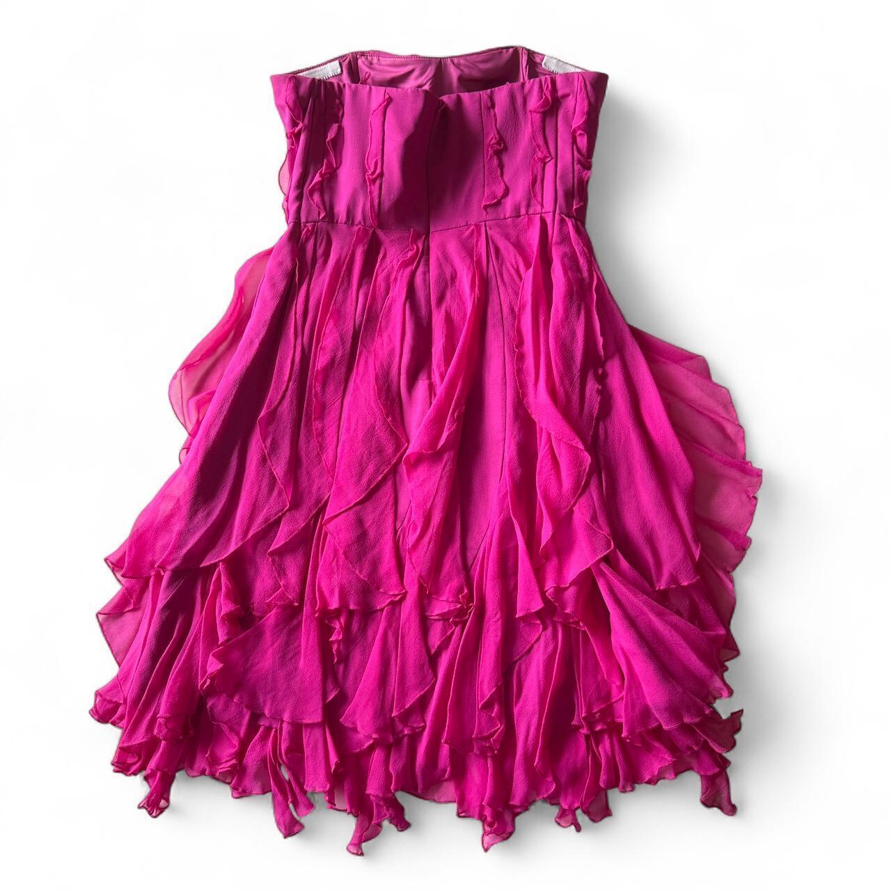 Donna Morgan Silk Hot Pink Sweetheart Neckline Strapless Cocktail Dress
