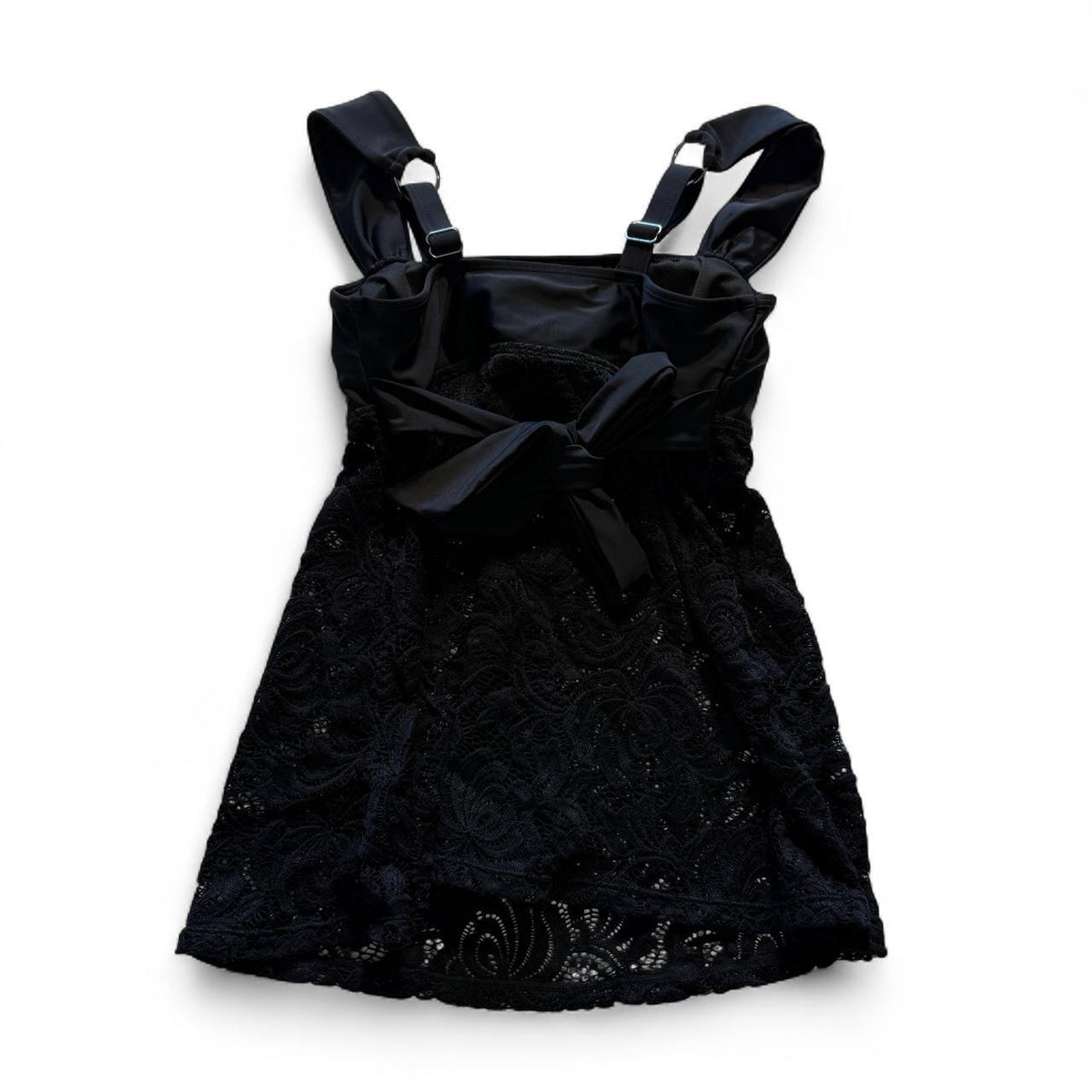 Babydoll Swimsuit Top Sheer Lace Detail Square Neck