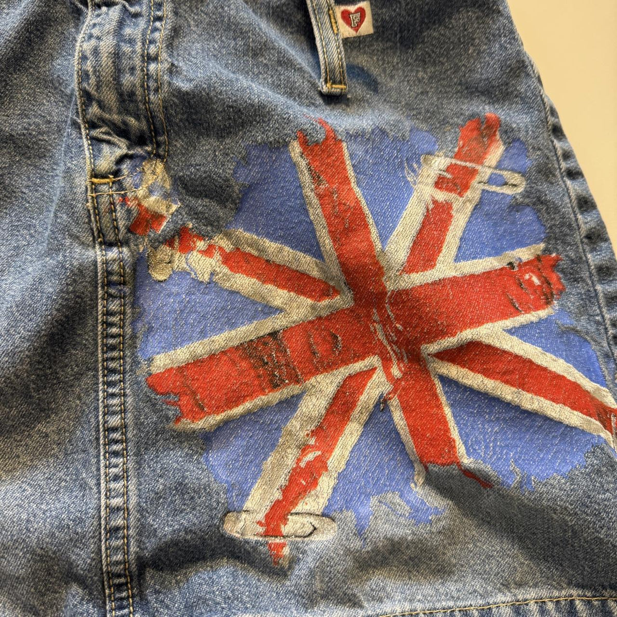 Fragile Jean Co Union Jack Mini Denim Skirt