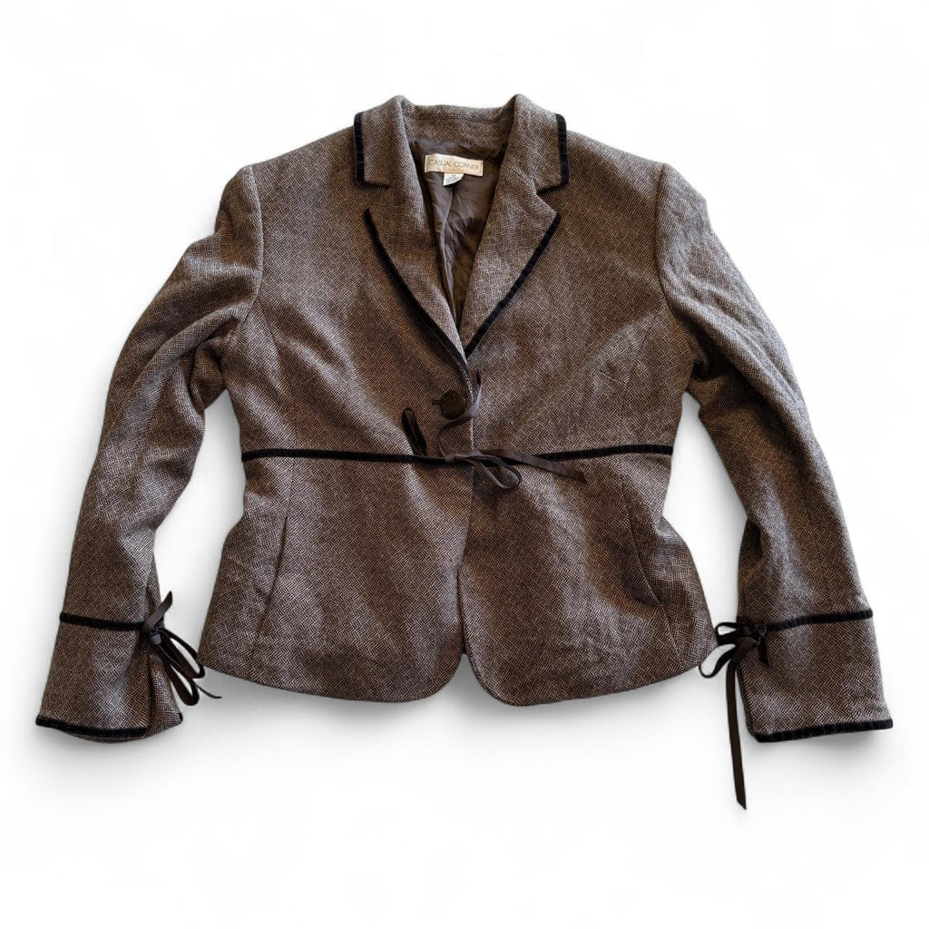 Coquette Preppy Casual Corner Bow Detail Blazer