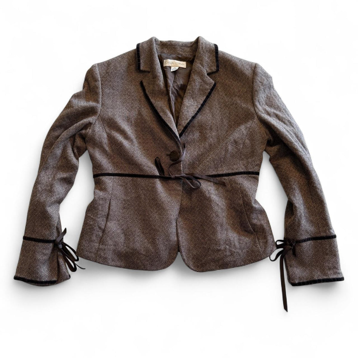 Coquette Preppy Casual Corner Bow Detail Blazer