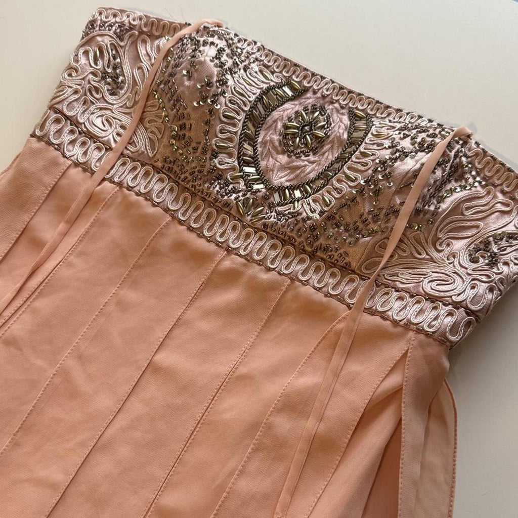 SUE WONG Blush Pink Delicate Beaded Fairy Dress Y2K Formal Girly Winx
