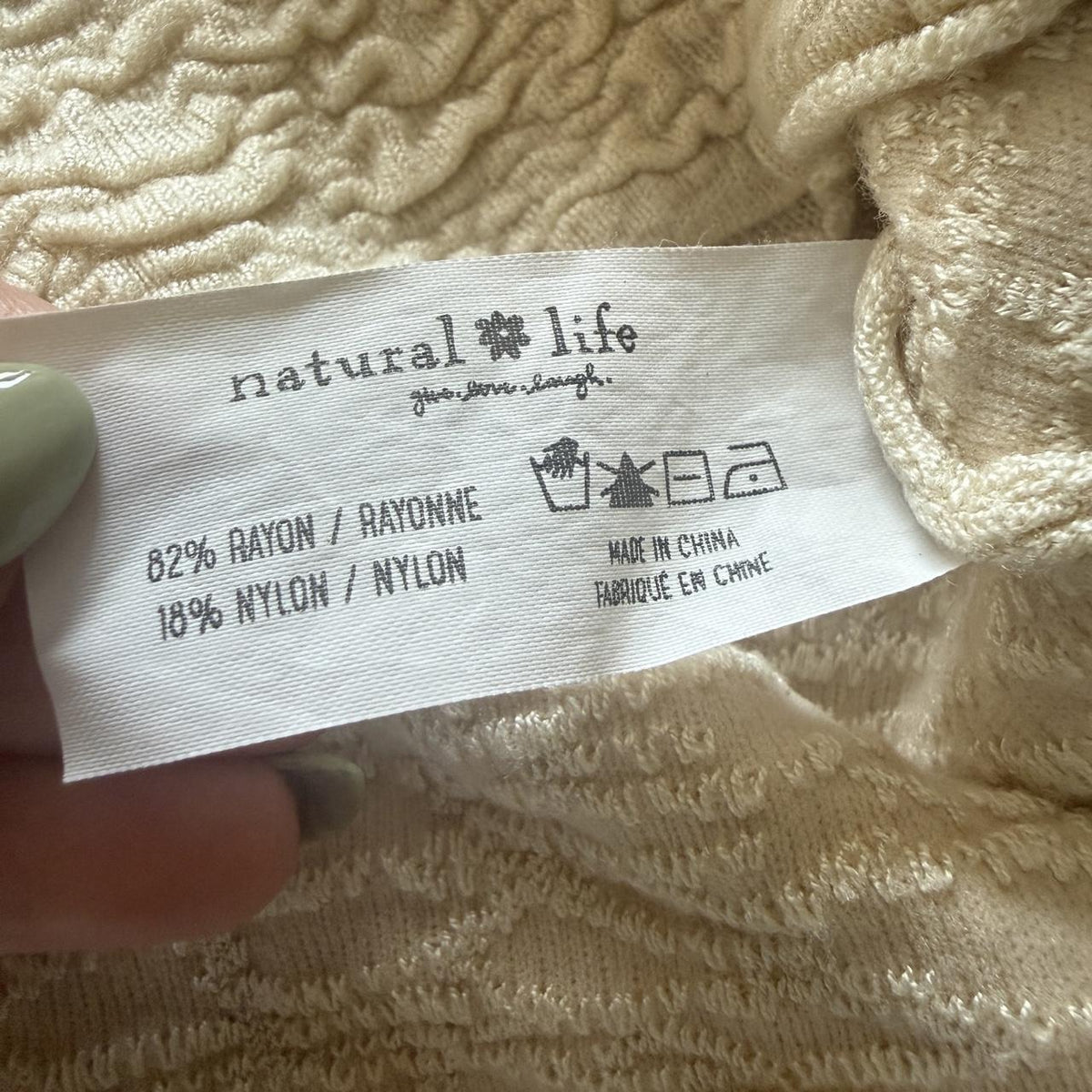 Natural Life Textured Cream Bohemian Crop Top Hippie Soft Layering Fall